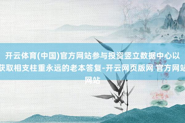开云体育(中国)官方网站参与投资竖立数据中心以获取相支柱重永远的老本答复-开云网页版网 官方网站