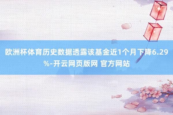 欧洲杯体育历史数据透露该基金近1个月下降6.29%-开云网页版网 官方网站